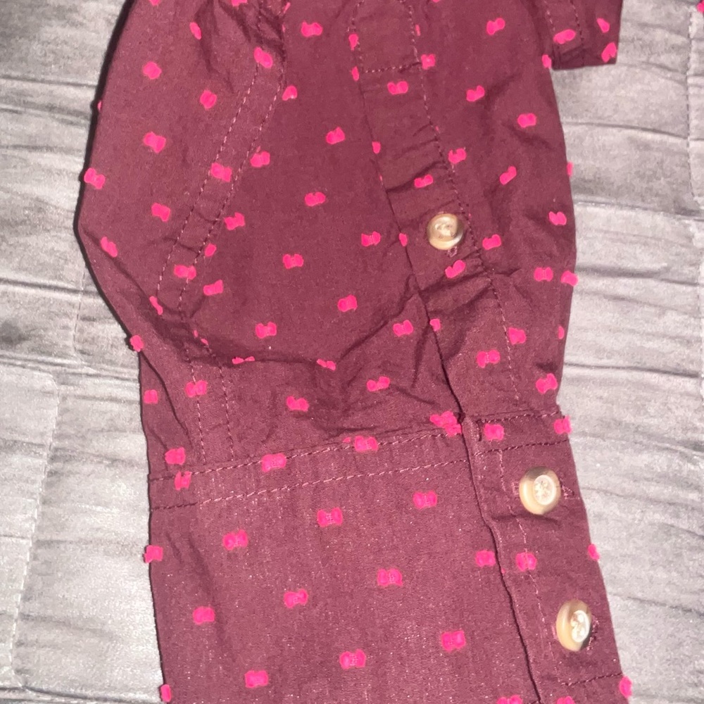 Extra Small Maroon Long Sleeve Button Down Dark Coquette Whimsical Blouse - Picture 4 of 4